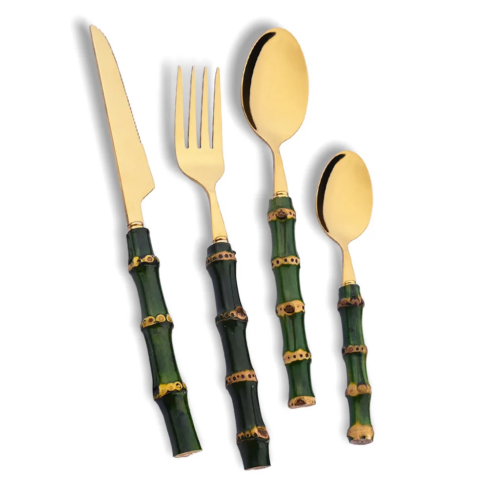Bamboo Cutlery - 4 Buah Set Peralatan Makan Gagang