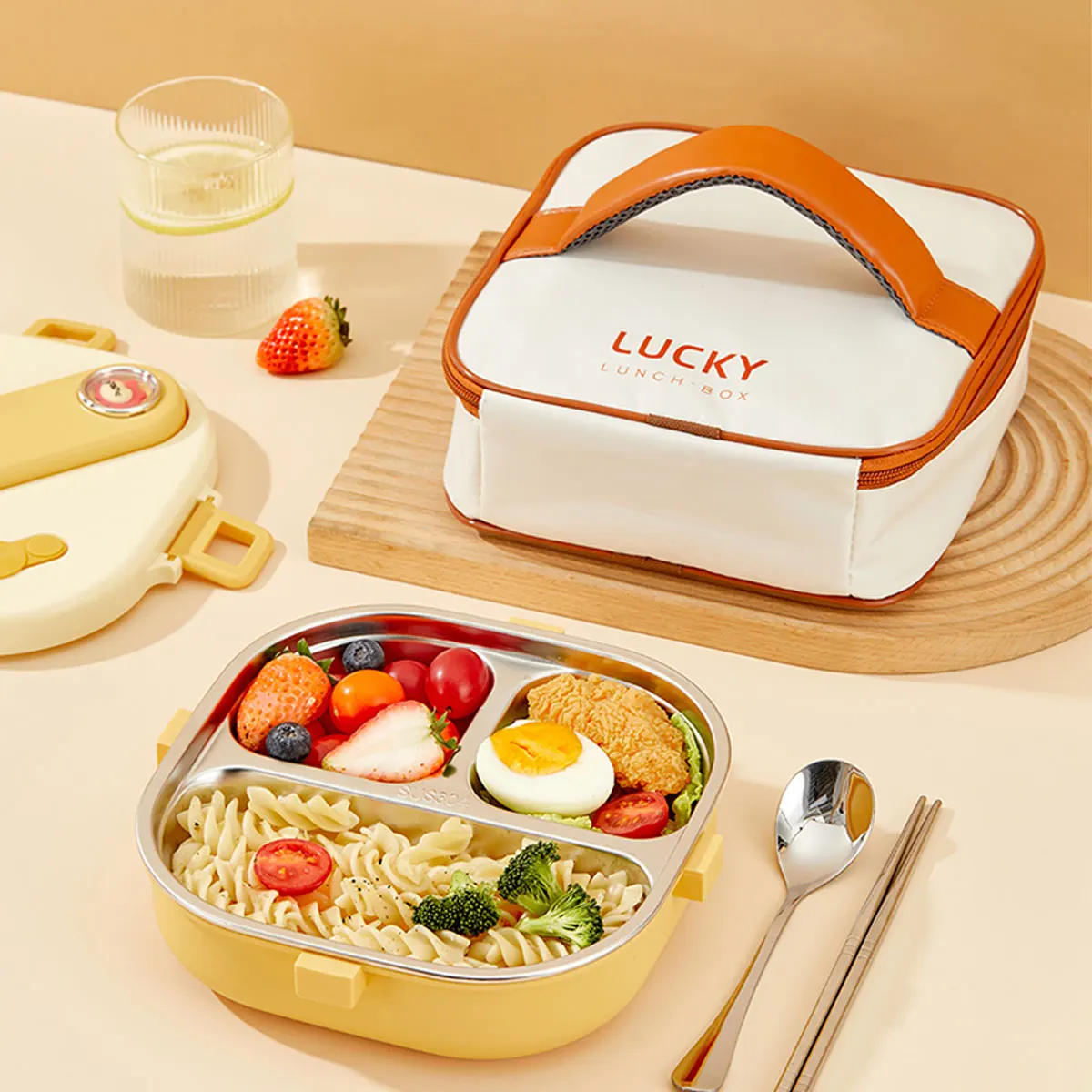 WORTHBUY 800Ml 304 Kotak Makan - Bamboo Cutlery ulasan dan harga