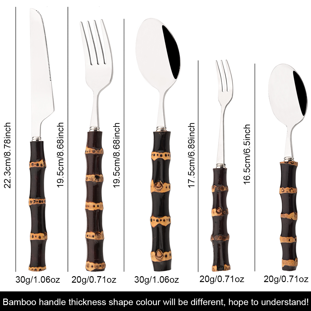 5 Buah Set Peralatan Makan Gag - Bamboo Cutlery ulasan dan harga